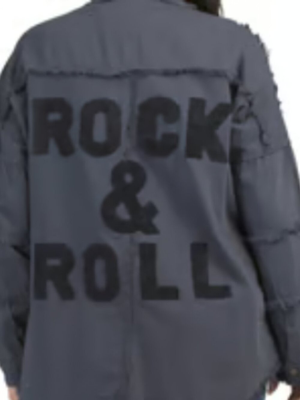 Elan Frayed Button-Up Shirt Jacket Shacket Navy Rock & Roll Size Small